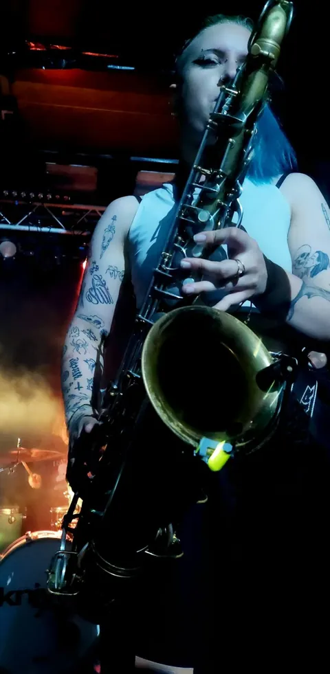 Screaming sax adds to the relentless chaos and power on stage