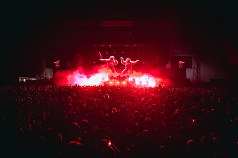 The light show during the Chemical Brothers performance